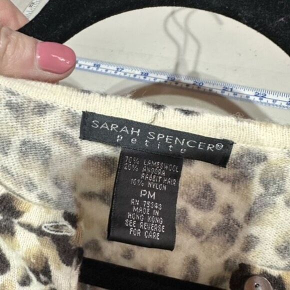 Sarah Spencer Women's Lambswool Angora Button Front Cardigan‎ Tan Black Size PM - Picture 7 of 7